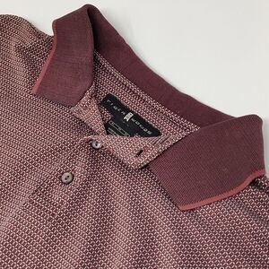 Tiger‎ Woods Collection XL MAROON Polo Geometric Shirt Mens Cotton Short Sleeve